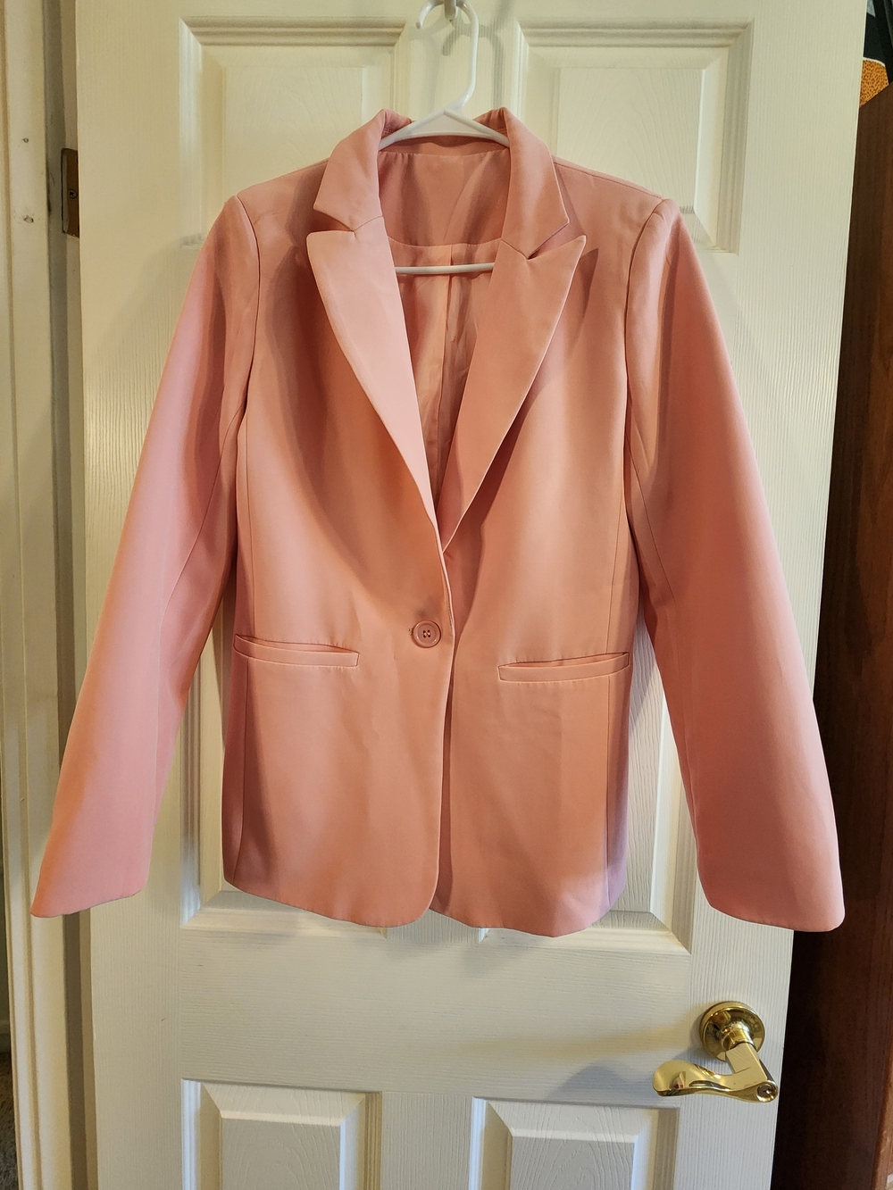 Women's Pink Single-Button Lined Blazer Small